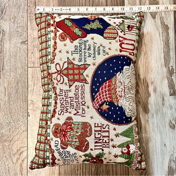Vtg Set (2) Double Side Reversible Tapestry Christmas Throw Pillows 18x12” Plaid - Picture 13 of 14